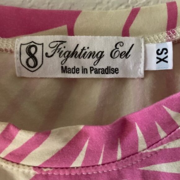 EUC FIGHTING EEL AVA SKY HONOLULU PINK PALMS WHITE TANK HAWAII GLAM LOVELY XS - Picture 5 of 15